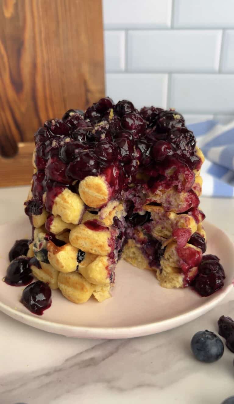 Lemon Blueberry Protein Waffles
