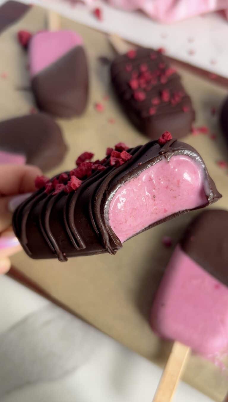 Raspberry Sorbet Protein Popsicles