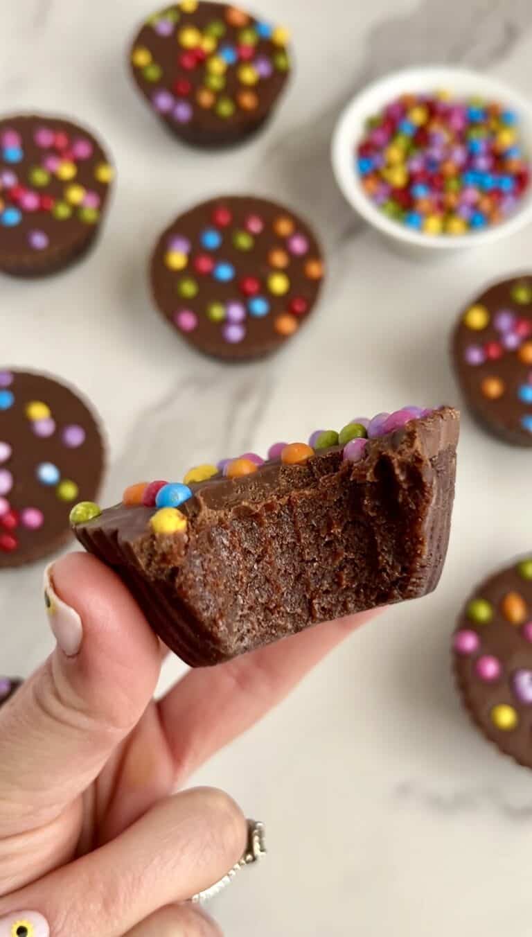 No Bake Cosmic Brownie Protein Cups