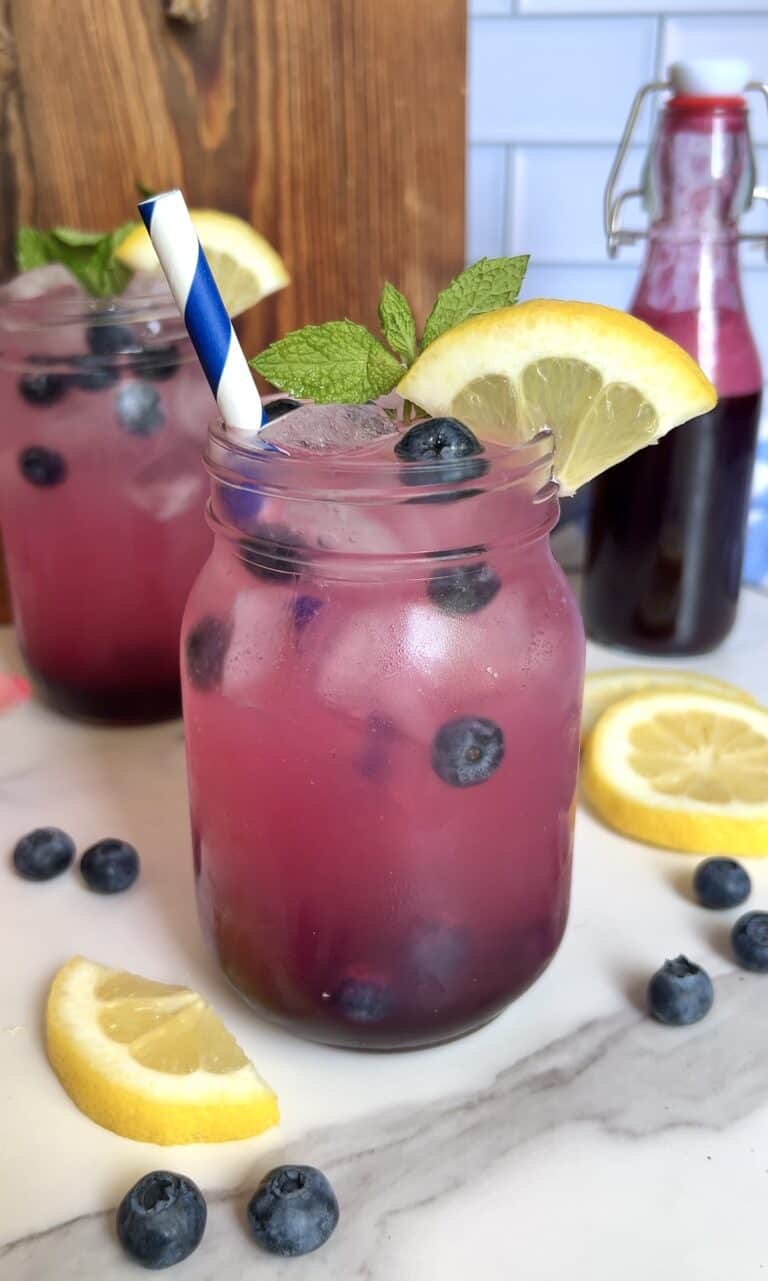 Sparkling Blueberry Lemonade (no sugar added!)