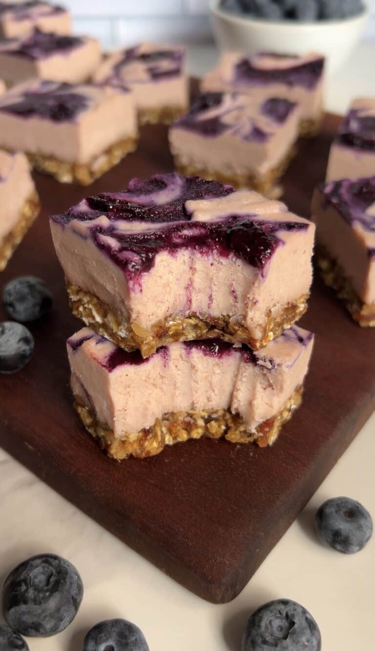 Vegan Blueberry Acai Cheesecake Bars