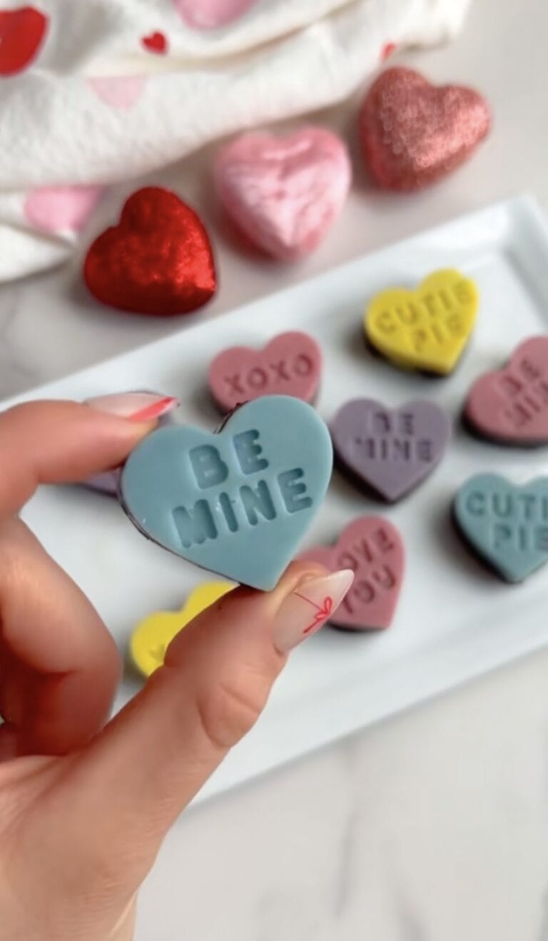 No Bake Brownie Conversation Hearts