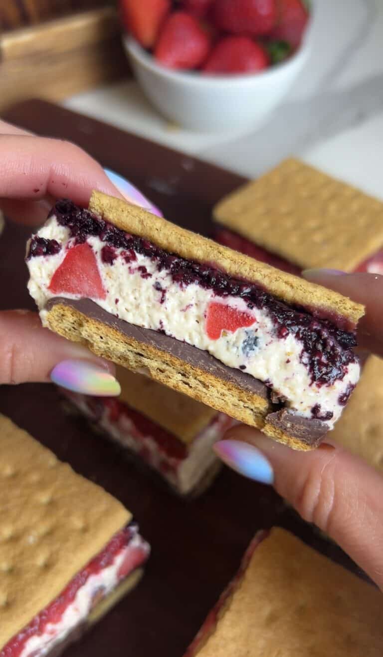 Patriotic Frozen Berry Protein S’mores (Healthy, High‑Protein, No‑Bake Dessert)