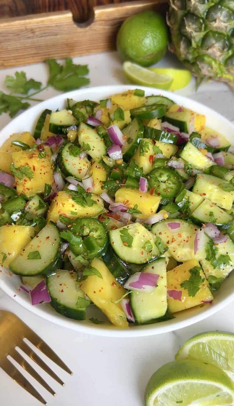 Sweet Heat Pineapple Cucumber Jalapeño Salad (Refreshing Summer Side Dish)