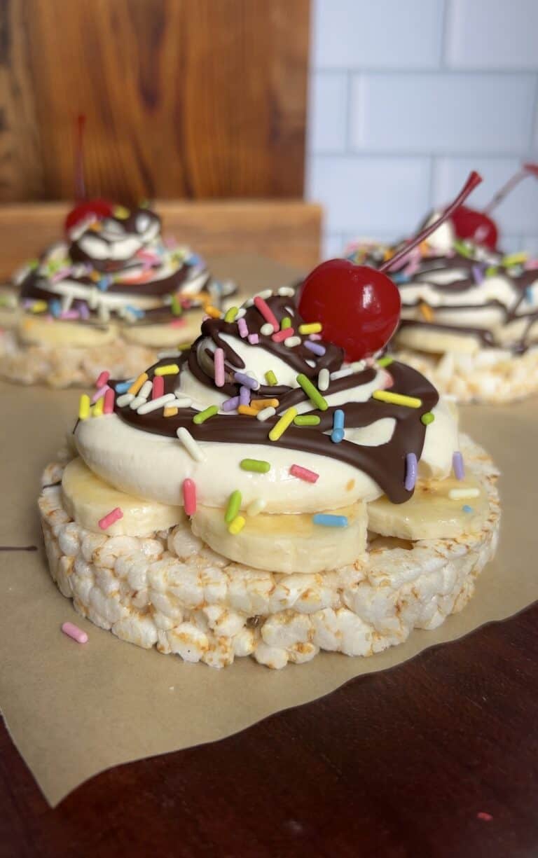 High Protein Banana Split Rice Cakes